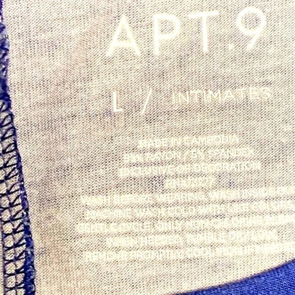 Apt 9 Intimates LG Blue Floral V Neck Tunic Top Lounge Glam Relaxed Boho Drape - Picture 5 of 11